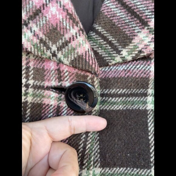 Patrizia Luca  Plaid Wool Blend Coat Small - Picture 3 of 9